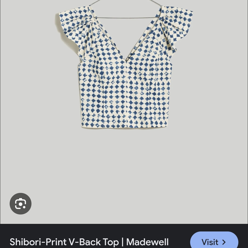 Madewell Black and White Ruffled Crop Blouse